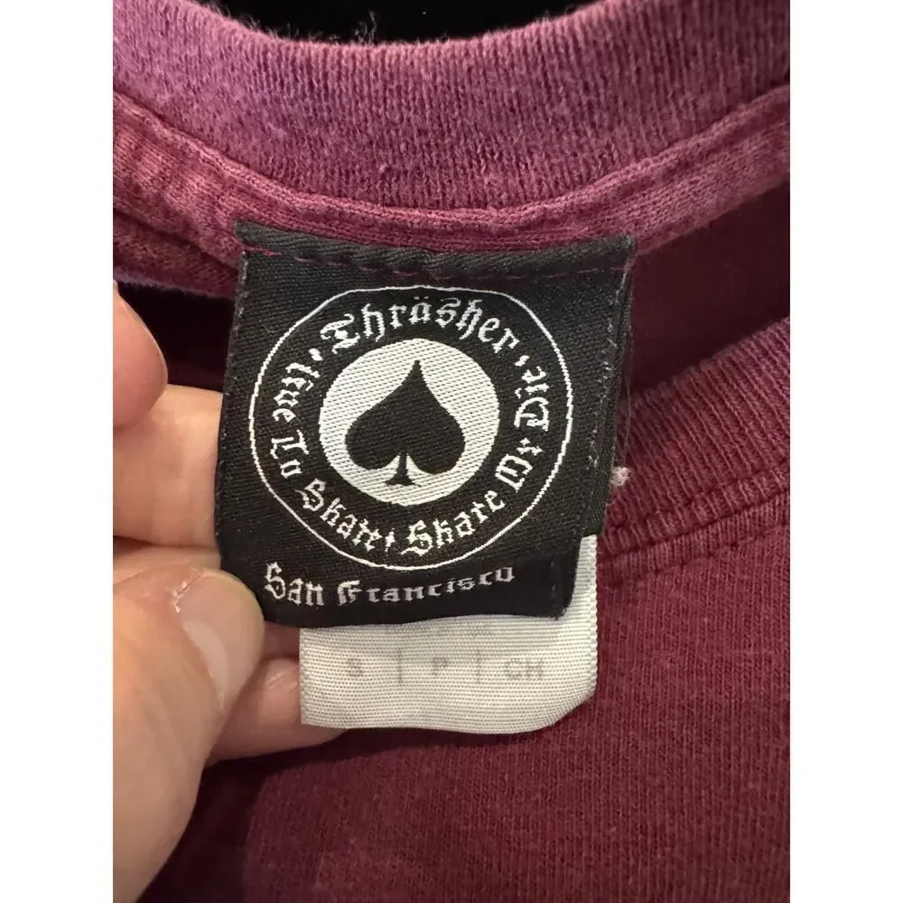 Thrasher King Of Diamonds Maroon Satanic Card Shirt S